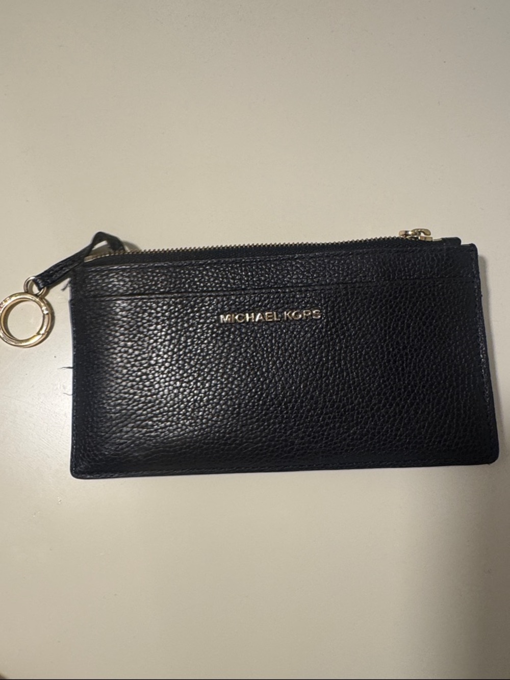 Michael Kors Black Pebbled Leather Zip Card Wallet with Gold Hardware - Picture 7 of 7